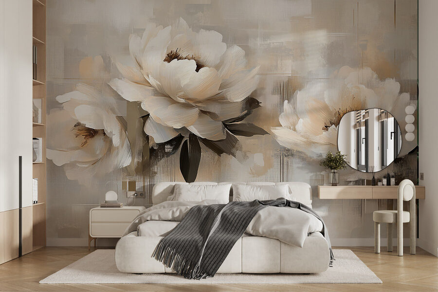 Pintura de flores sobre fondo blanco