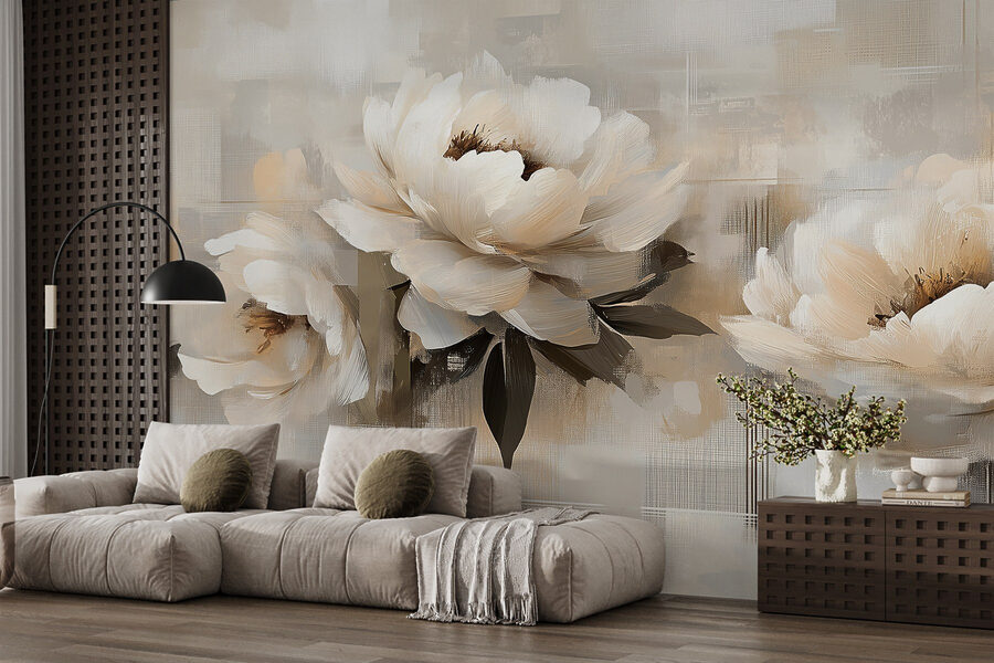 Pintura de flores sobre fondo blanco