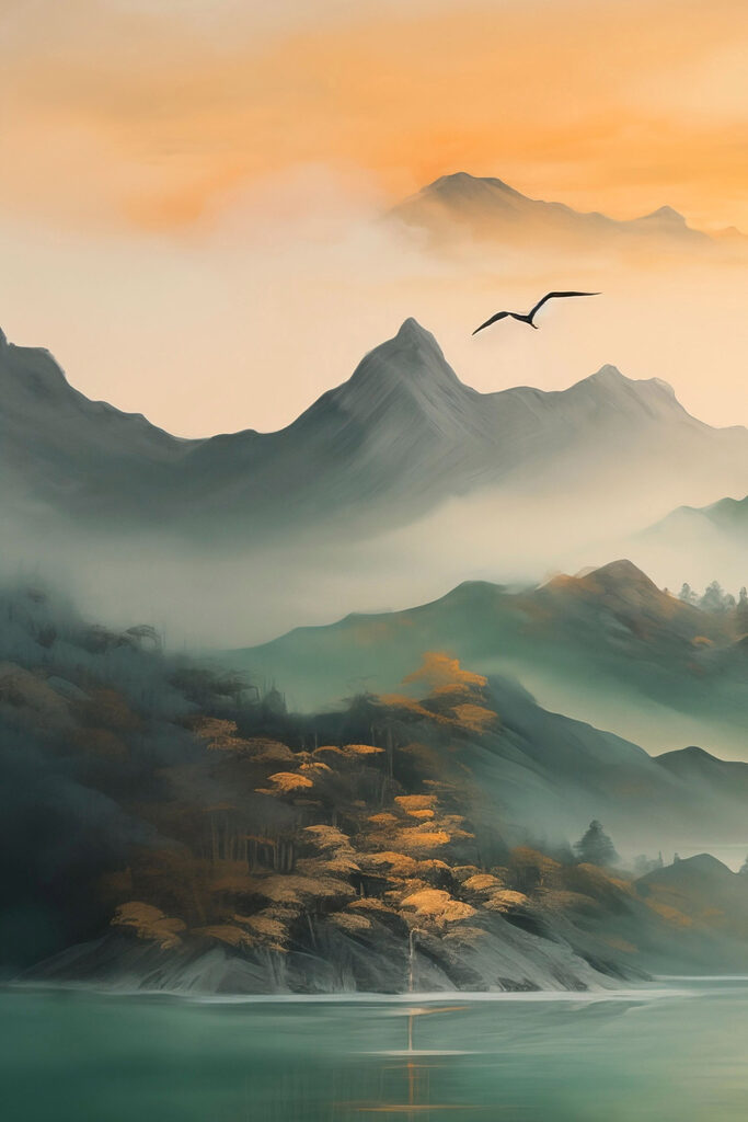 Bird flying over mountains Bird flying over mountains