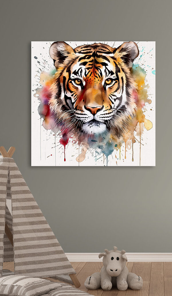 Cuadros Cuadros Tigre con salpicaduras de colores (SKU: s32335)