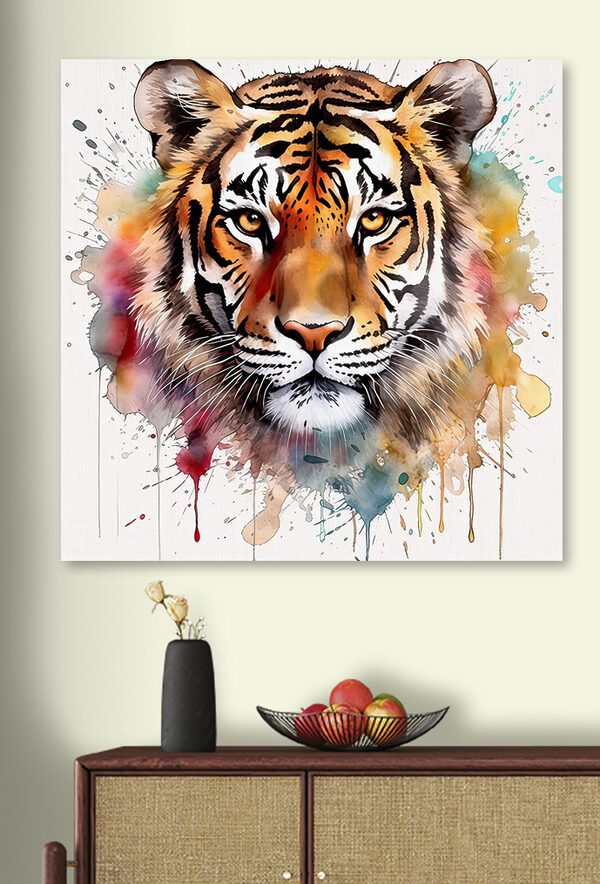 Tiger with colorful splashes