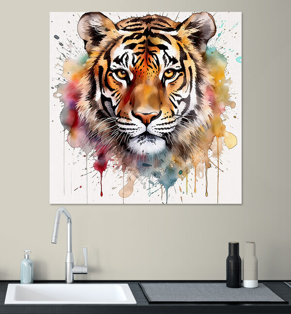 Tiger with colorful splashes
