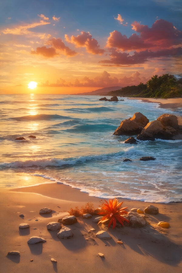 Sunset over a beach Sunset over a beach