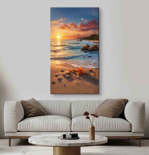 Puesta de sol sobre una playa Cuadros Puesta de sol sobre una playa