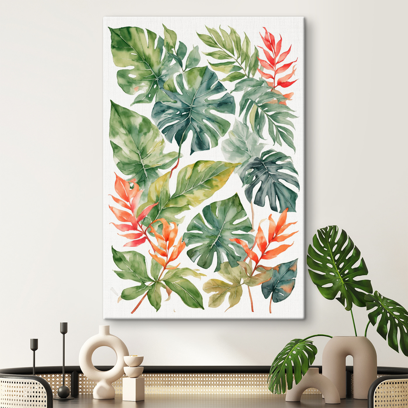 Group of green and orange leaves Group of green and orange leaves