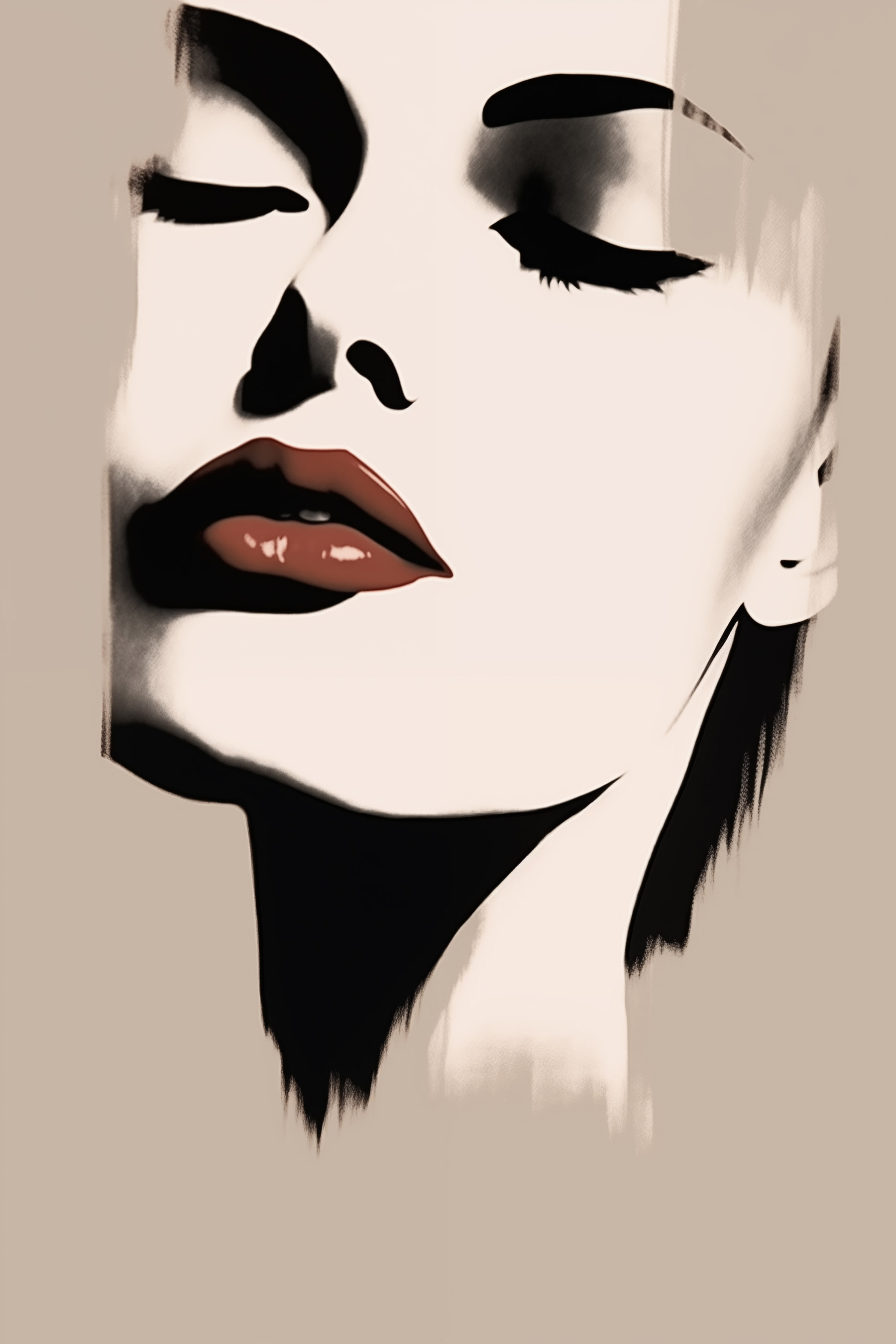 Woman's face with red lipstick Woman's face with red lipstick