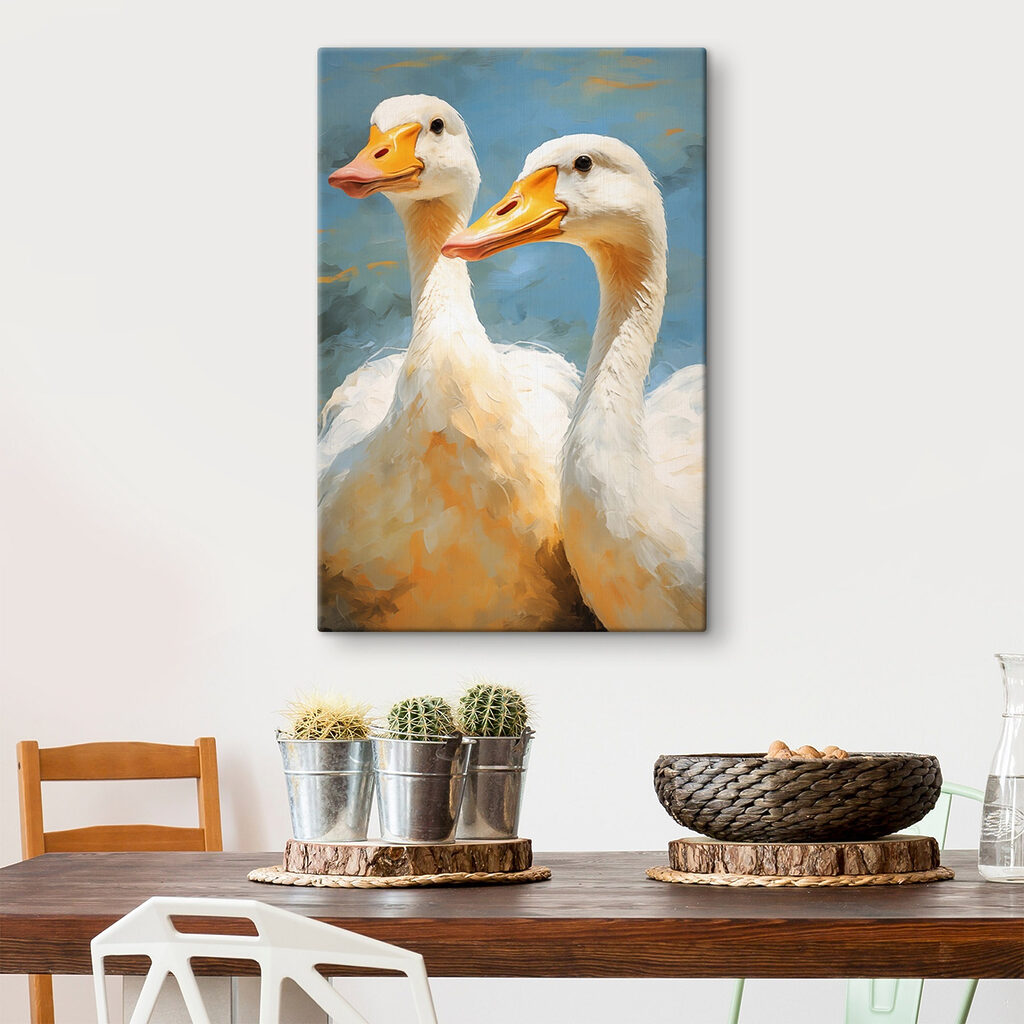 Pair of white ducks with orange beaks Pair of white ducks with orange beaks