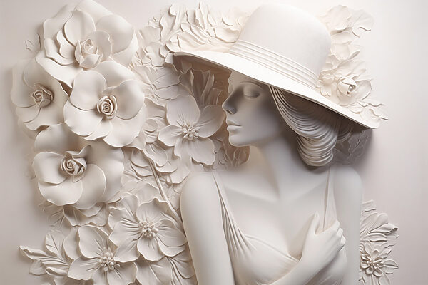 Statue of a woman wearing a hat Statue of a woman wearing a hat