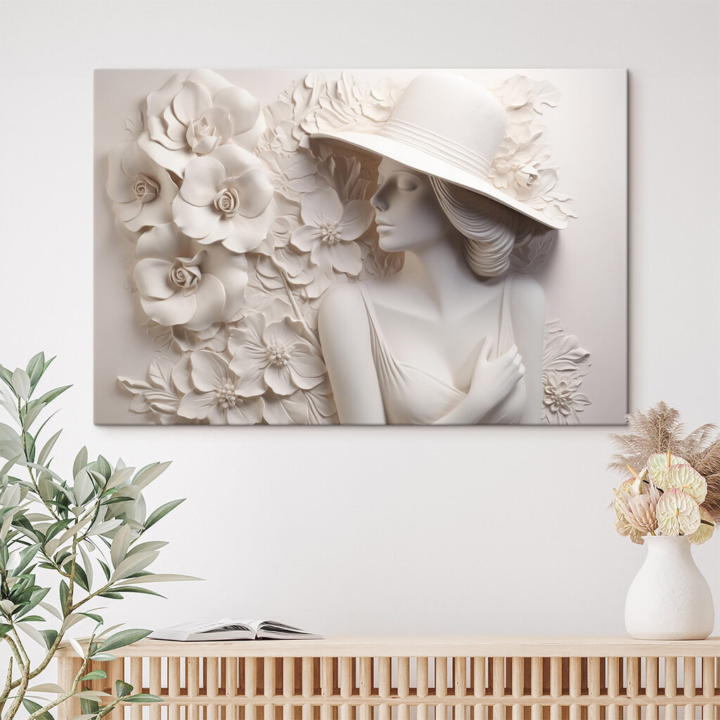Statue of a woman wearing a hat Statue of a woman wearing a hat