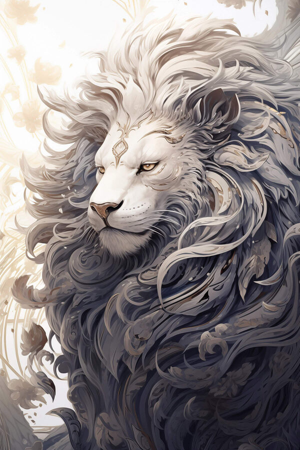 Lion with a decorative mane Lion with a decorative mane