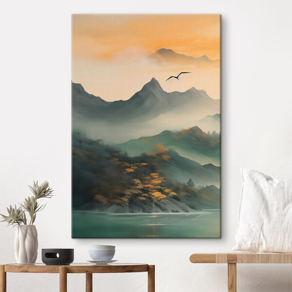 Cuadros Un pájaro sobrevolando las montañas (SKU: s43588) Cuadros Cuadros Un pájaro sobrevolando las montañas (SKU: s43588)
