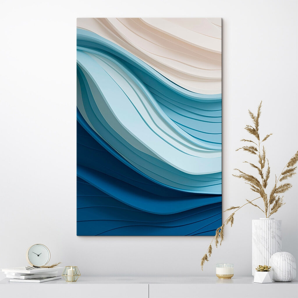 Blue and white wavy lines