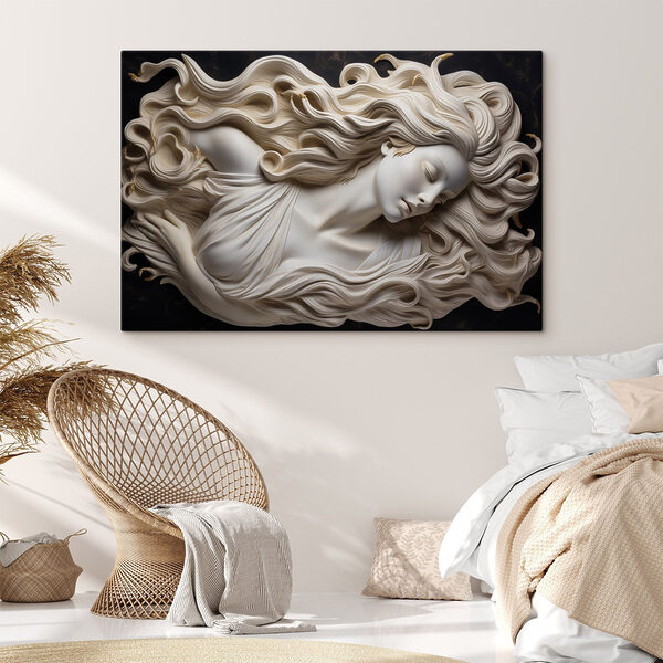 Statue of a woman with long hair