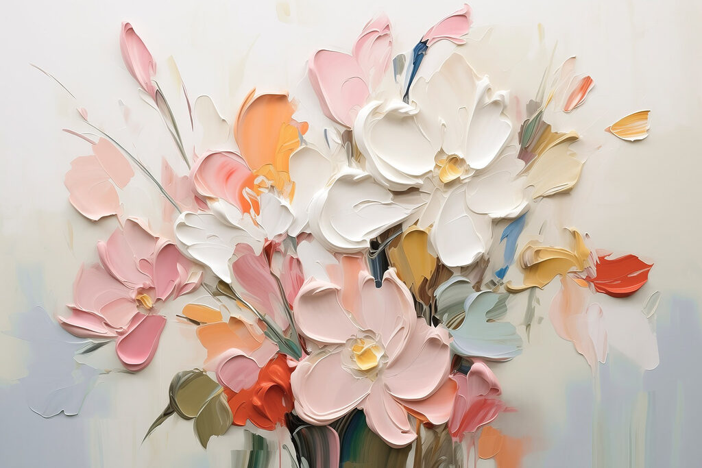 Pintura de flores sobre una superficie blanca Pintura de flores sobre una superficie blanca