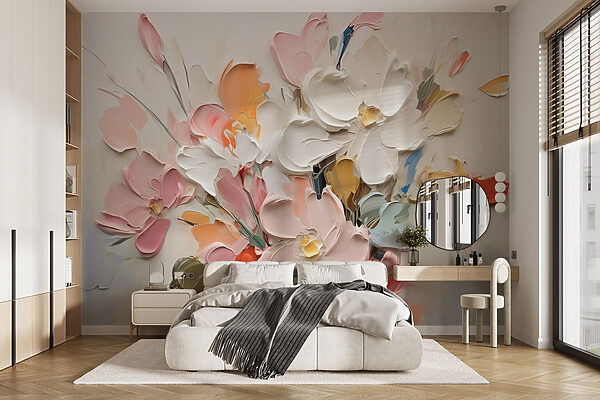 Pintura de flores sobre una superficie blanca Pintura de flores sobre una superficie blanca