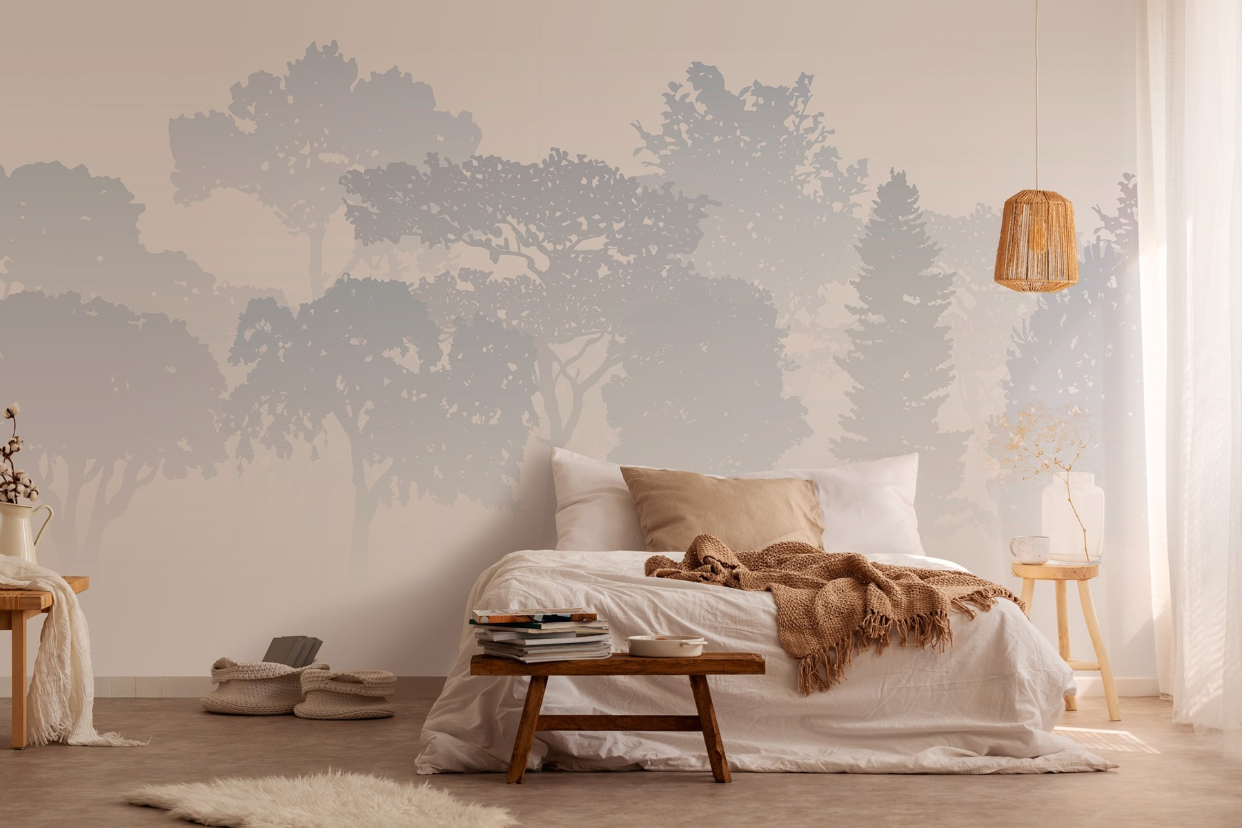 Group of trees in fog Group of trees in fog