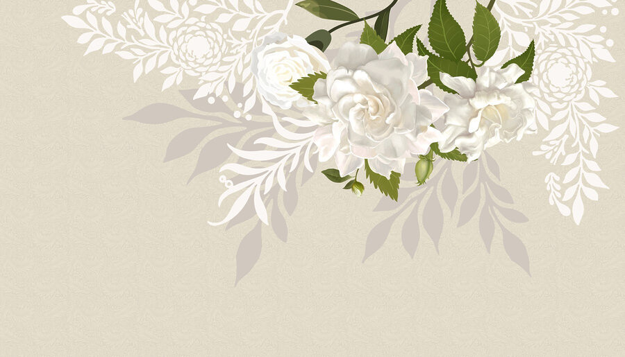 Flores blancas con hojas verdes