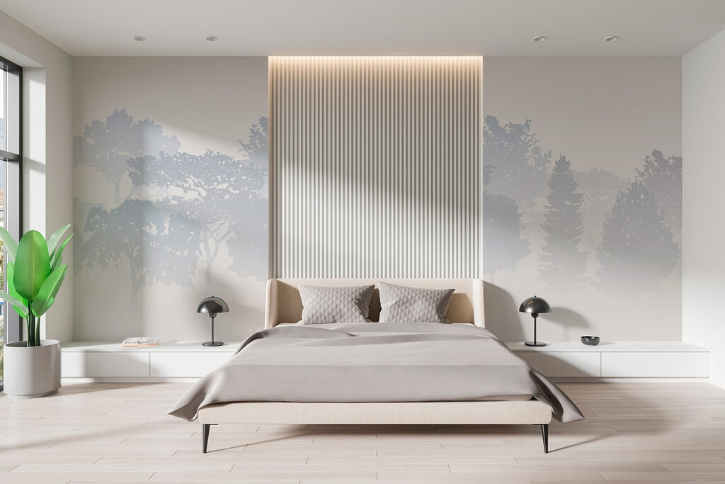 Group of trees in fog Group of trees in fog