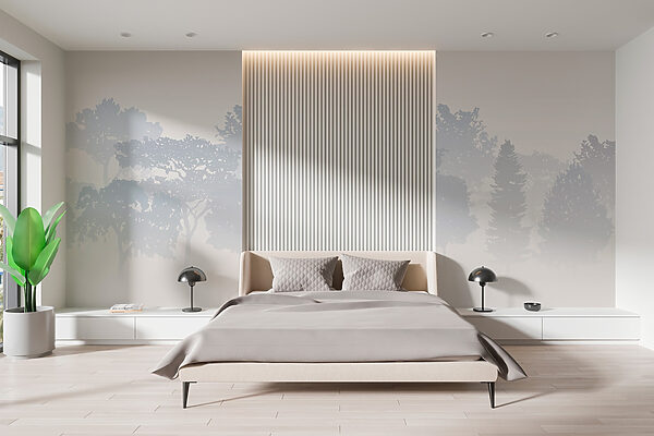 Group of trees in fog Group of trees in fog