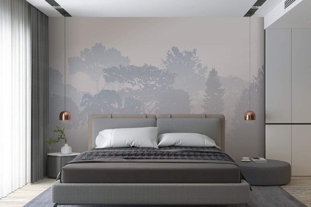 Group of trees in fog Group of trees in fog