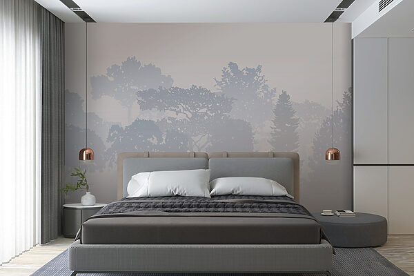 Group of trees in fog Group of trees in fog