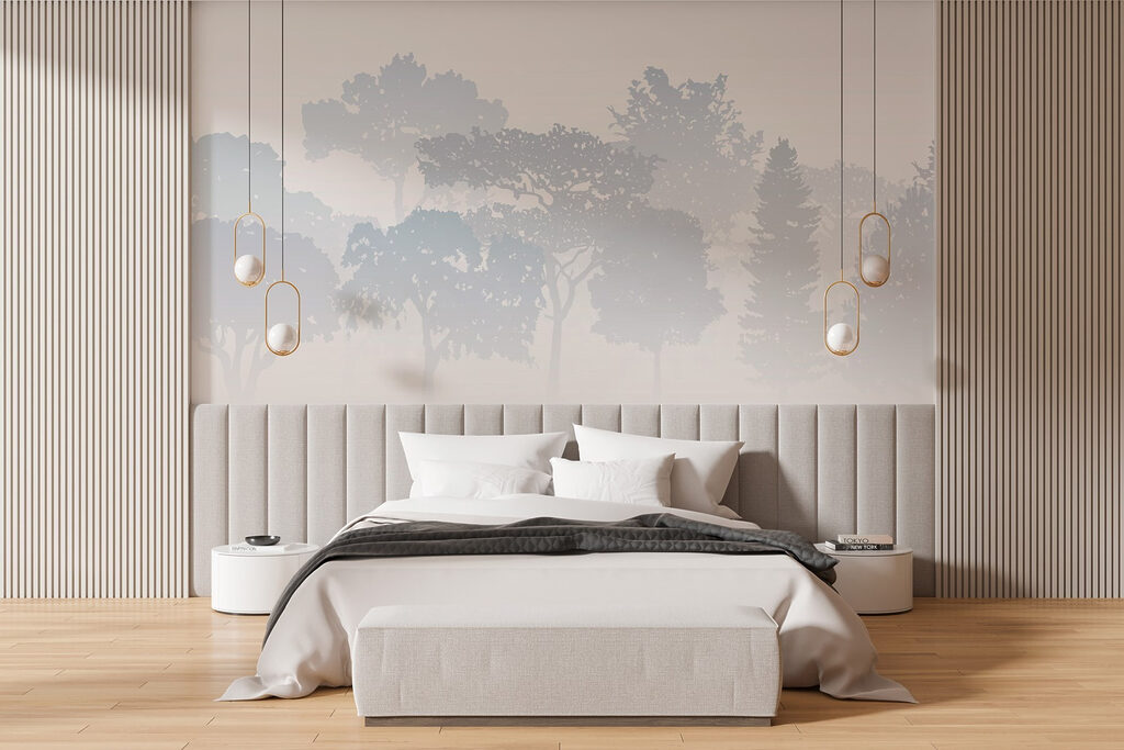 Group of trees in fog Group of trees in fog