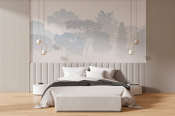 Group of trees in fog Group of trees in fog