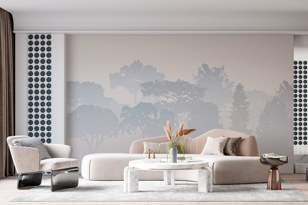 Group of trees in fog Group of trees in fog