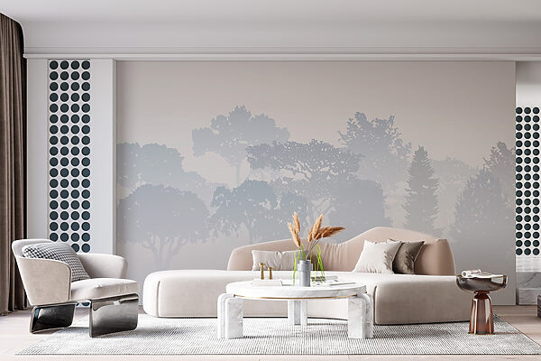 Group of trees in fog Group of trees in fog