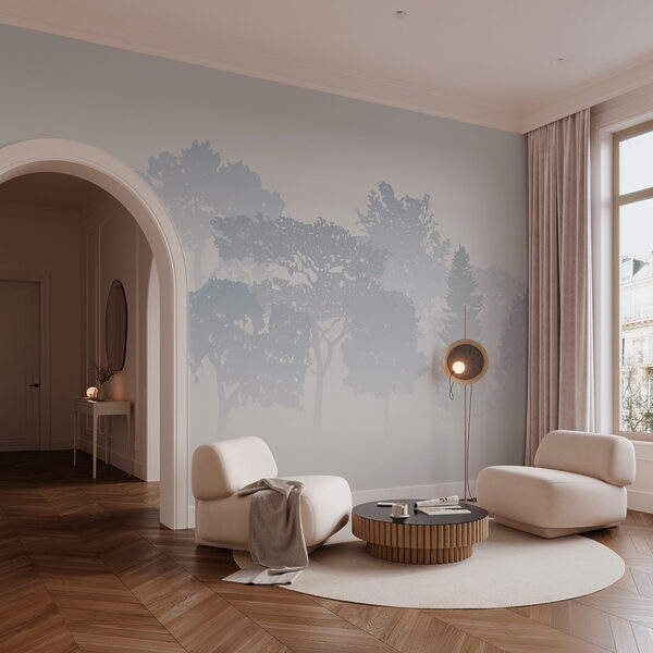 Group of trees in fog Group of trees in fog