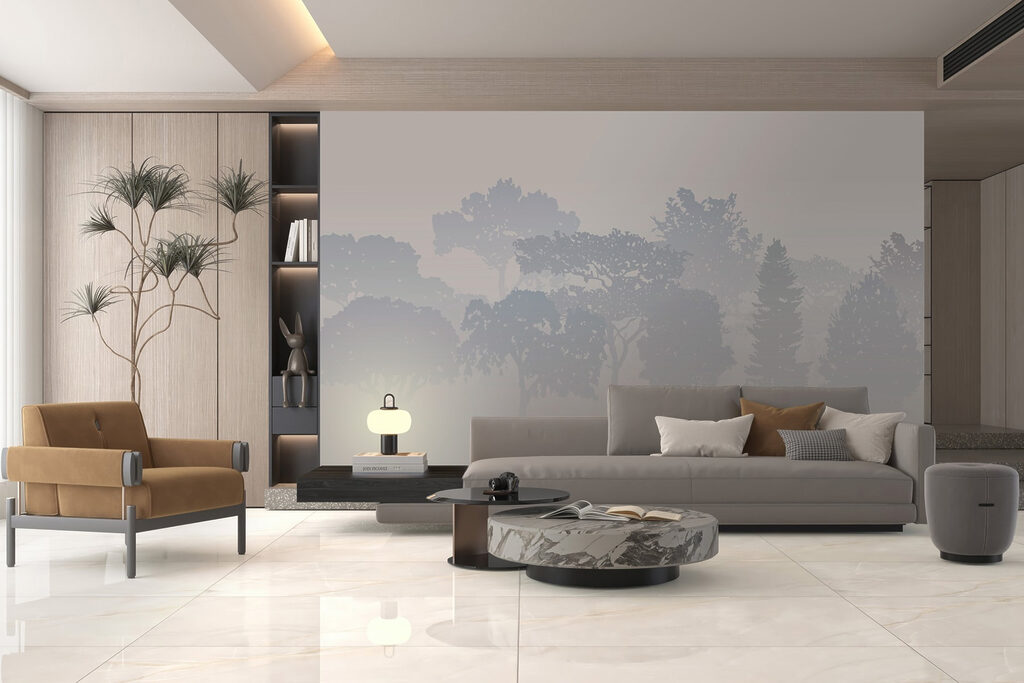 Group of trees in fog Group of trees in fog