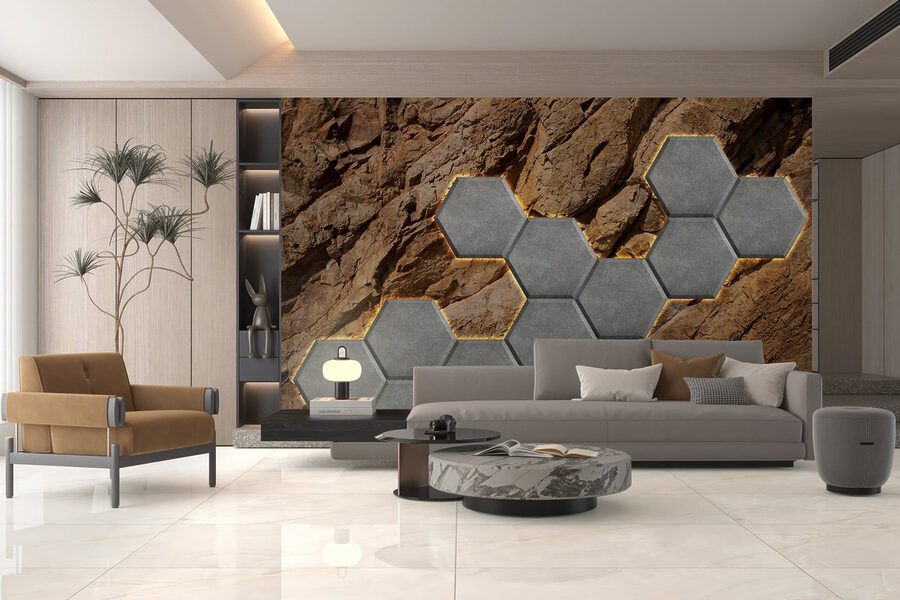 Hexágonos de piedra sobre una roca