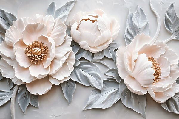 Grupo de flores blancas con hojas Grupo de flores blancas con hojas
