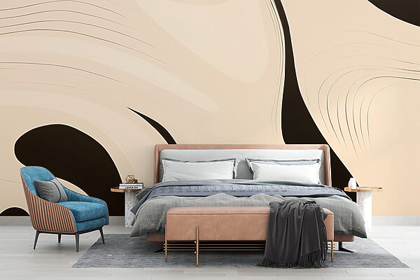 Fotomurales Fotomurales Motivo arremolinado en blanco y negro (SKU: w03515)