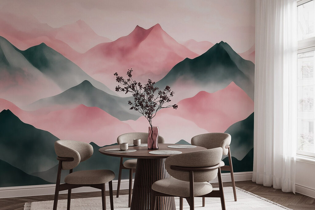 Mountain range with fog