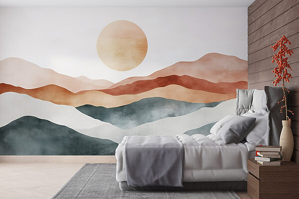 Pintura de montañas y sol Pintura de montañas y sol