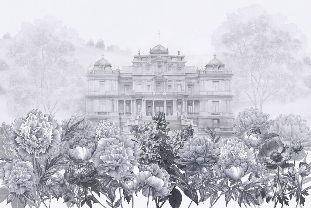 Gran edificio blanco con flores Gran edificio blanco con flores