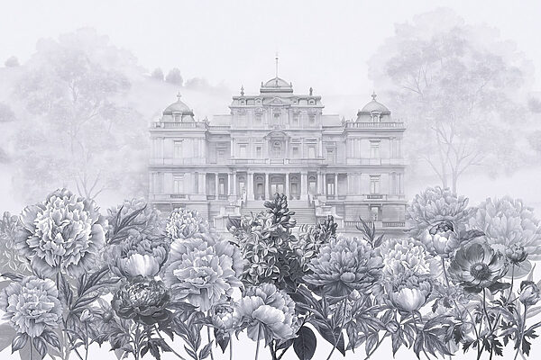 Gran edificio blanco con flores Gran edificio blanco con flores