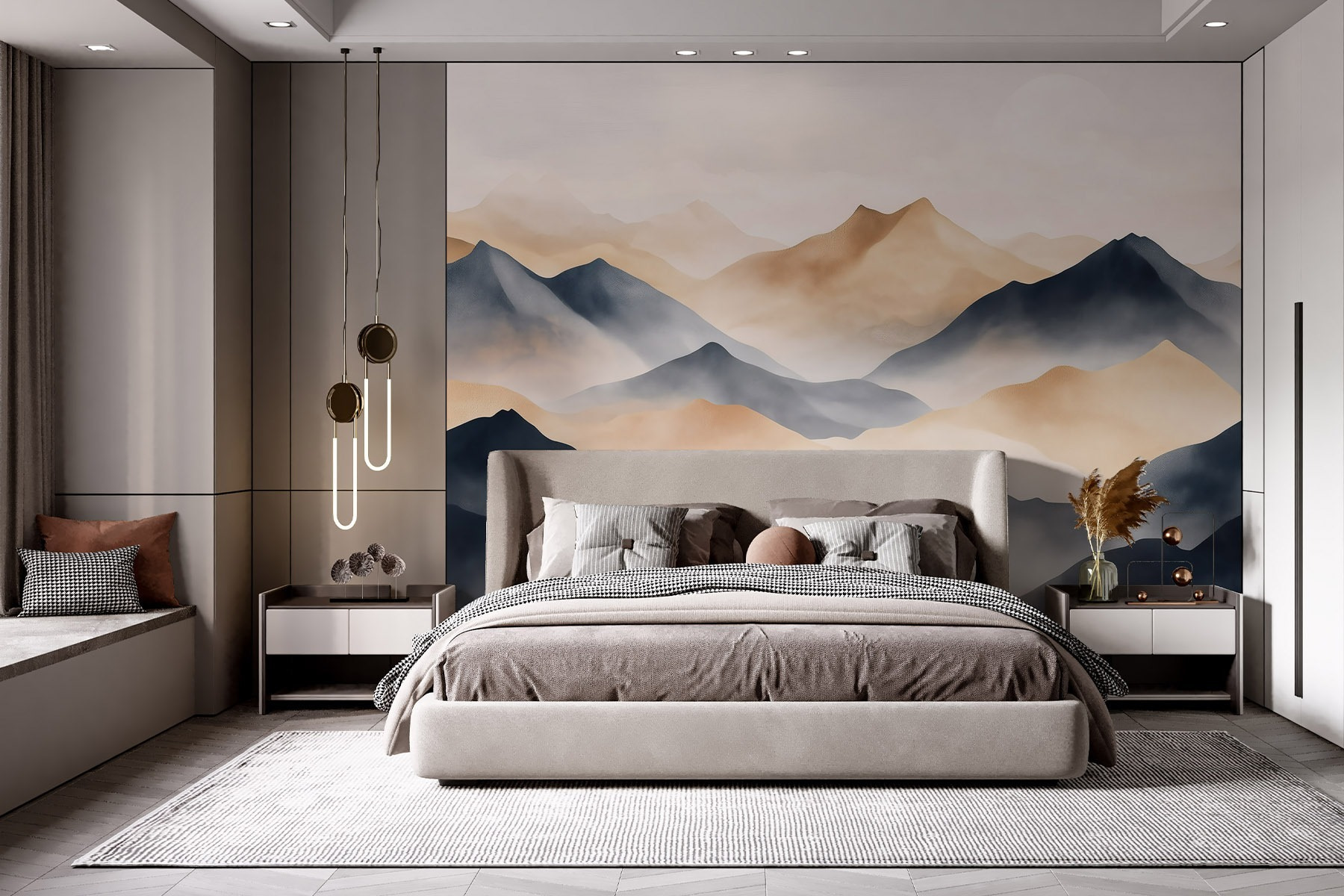 Mountain range with fog