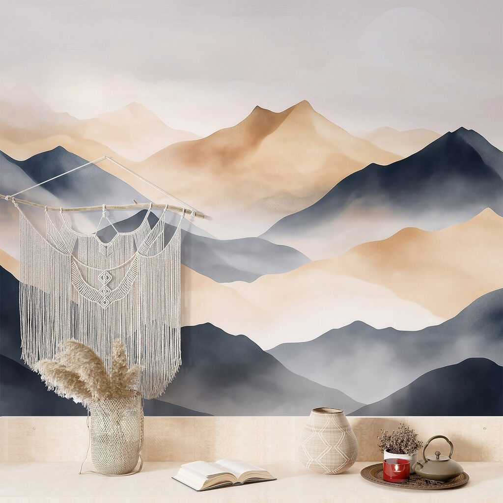 Mountain range with fog