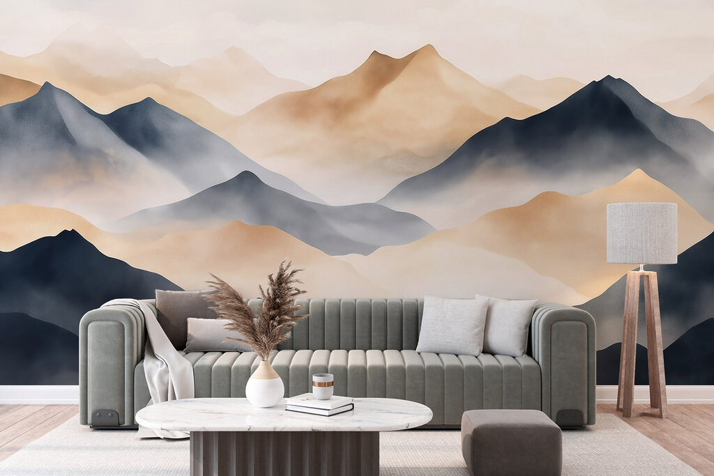 Mountain range with fog