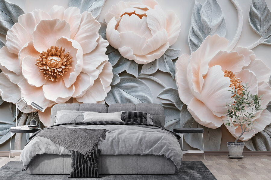 Grupo de flores blancas con hojas