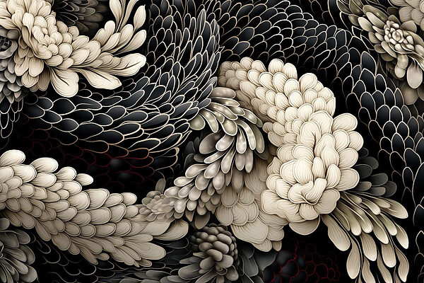 Intricate floral design in neutral tones