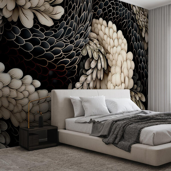 Fotomurales Fotomurales Diseño floral intrincado en tonos neutros (SKU: w08966)