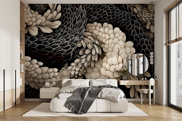 Intricate floral design in neutral tones