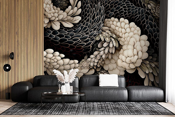 Intricate floral design in neutral tones