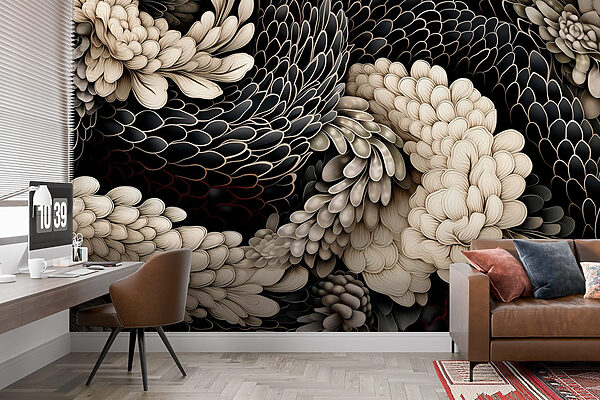 Intricate floral design in neutral tones