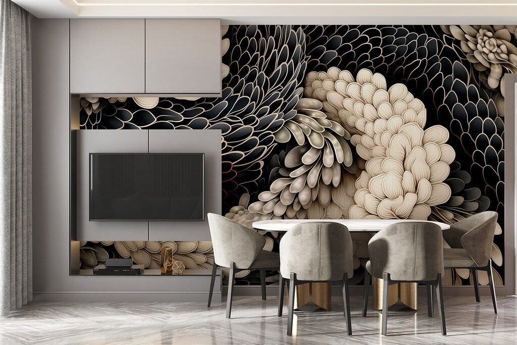 Intricate floral design in neutral tones