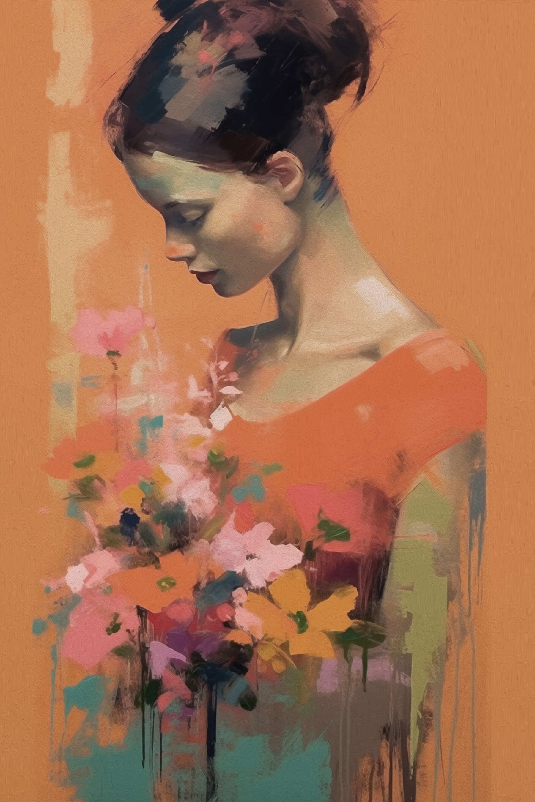 Woman holding flowers Woman holding flowers