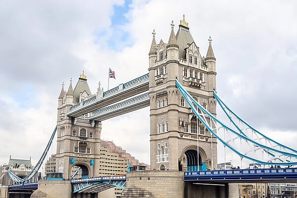 Bridge with towers and a bridge over water
